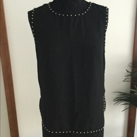 oober swank Tops - Sheer black top lined with silver studs